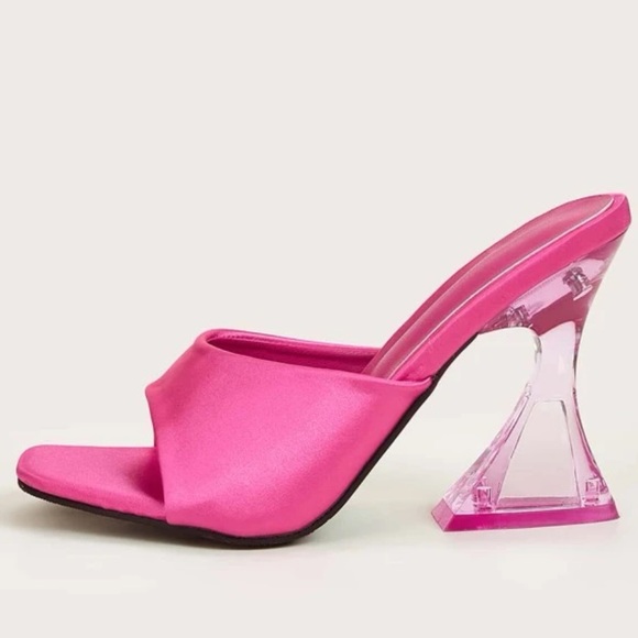 Satin Sculptural Heeled Mule Sandals - Picture 5 of 9